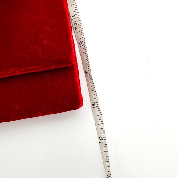 Red Velvet Clutch Lapis Purse w/ Optional Strap Rhinestone Accent - Picture 9 of 11